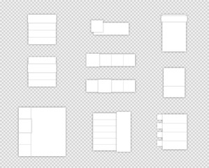 Set of Simple White Vector Text Boxes With Shadows A