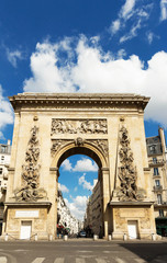 Fototapeta na wymiar The Porte Saint-Denis triumphal arch , Paris, France.