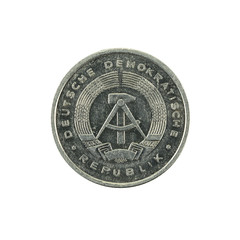 historic 5 east german pfennig coin (1989) reverse isolated on white background