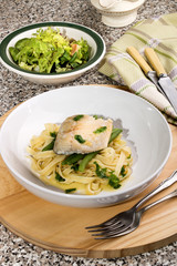 mackerel with coriander and pasta