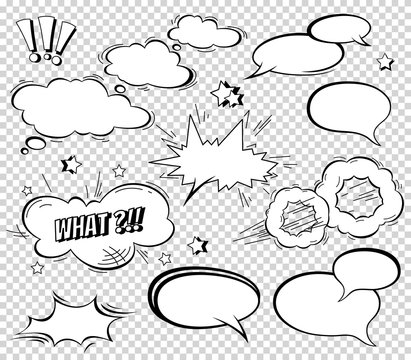 Big Set of Cartoon, Comic Speech Bubbles, Empty Dialog Clouds in Pop Art Style. Vector Illustration for Comics Book , Social Media Banners, Promotional Material