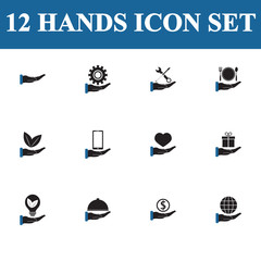 set of 12 hands vector icons