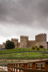 Fototapeta na wymiar The medieval walls best preserved on a dark and cloudy day 