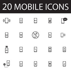 set of  20 mobile vector icons