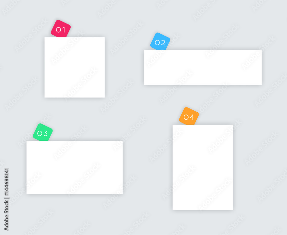 Poster 1 to 4 simple white vector text boxes with numbers b