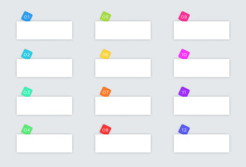 1 to 12 Simple Vector Text Boxes With Drop Shadows B