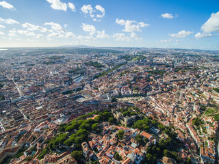 Aerial View old town of Lisbon city