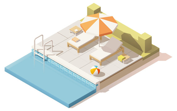 Vector Isometric Low Poly Swimming Pool