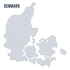 Fototapeta na wymiar Vector pixel map of Denmark isolated on white background