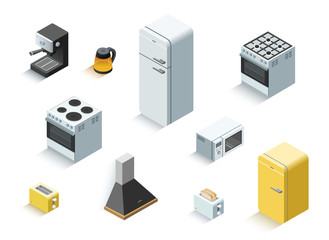 Vector isometric set of home electric equipment