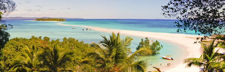 Nosy Iranja a tropical beach in Madagascar - panoramic view - obrazy, fototapety, plakaty