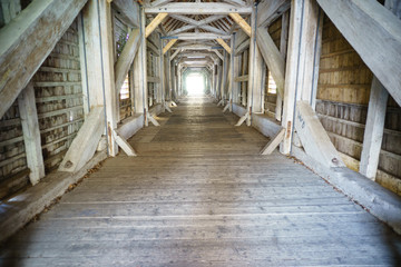 D, Baden-Württemberg, Oberschwaben, Kloster Beuron, Holzbrücke über die Donau