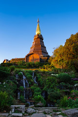 Fototapeta premium Landmark landscape pagoda in doi Inthanon national park at chiang mai Thailand.