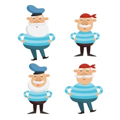 Vector illustration of happy captain and sailor characters in st