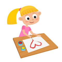 Little cute artist. Vector illustration of adorable little blond