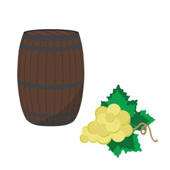 Wine barrel and grapes
