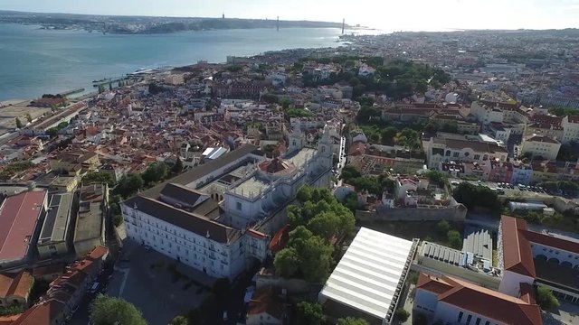 Aerial View old town of Lisbon city