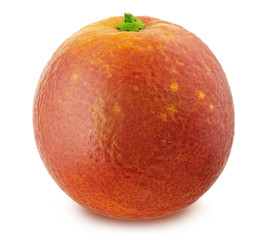 Fototapeta premium Bloody orange with leaf isolated on white background