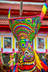 Closeup Thai northeastern traditional Phi Ta Khon ghost mask