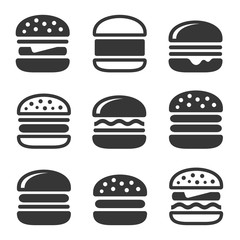 Burger Icons Set - obrazy, fototapety, plakaty