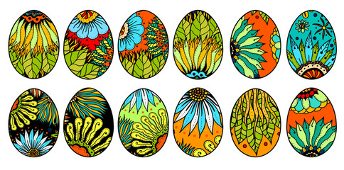 Easter eggs on a white background.