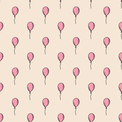 Holiday seamless pattern with multicolor air balloons. Design concept for gift cards, birthday greeting cards, festival decoration.