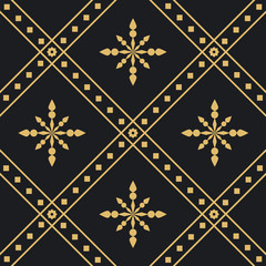 Black and golden pattern vintage. Vector image
