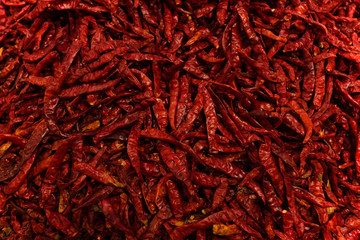 Dried hot chili. Background and texture of dried hot chili.