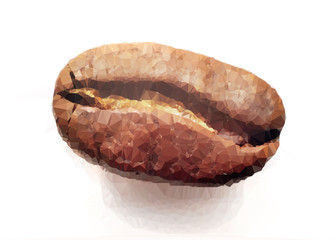 abstract coffee bean  polygonal Illustration on white background