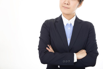 不安そうな表情のビジネスウーマン