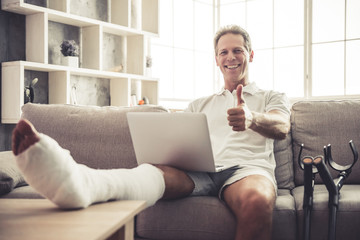 Man with broken leg