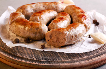 Fried homemade sausages