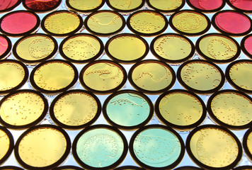 circle stained glass window on the sky