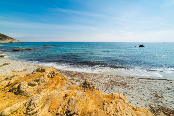 Rocks and sand in Capo Carbonara