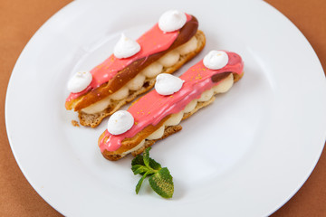 exquisite cream dessert eclairs