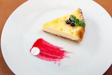 Piece of cheesecake on a plate