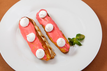 exquisite cream dessert eclairs