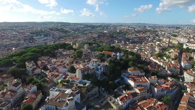 Aerial View old town of Lisbon city