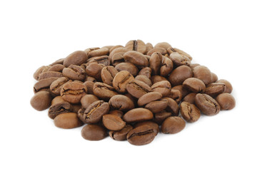 heap of caffee corns isolated