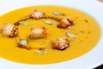 Homemade pumpkin cream soup