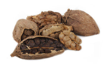 heap of black cardamom isolated