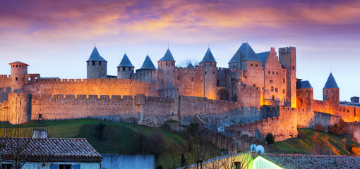 Castle in sunset time.  Carcassonne © JackF
