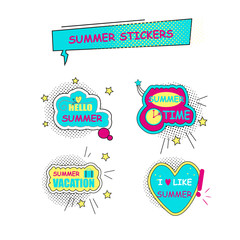 Fototapeta premium Collection of for halftone summer stickers