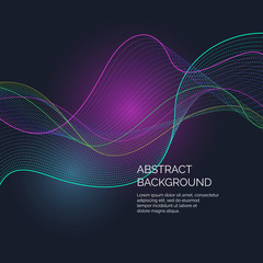 Vector abstract background with a dynamic waves and particles