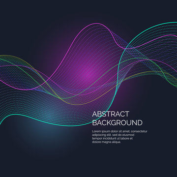 Vector abstract background with a dynamic waves and particles © aleksei_derin