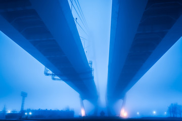 night view of the bridge and city