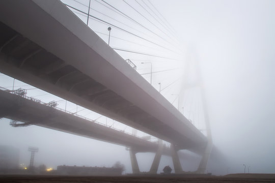 Expressway in the fog.