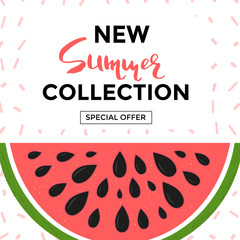 Social media sale banner or summer special offer with watermelon