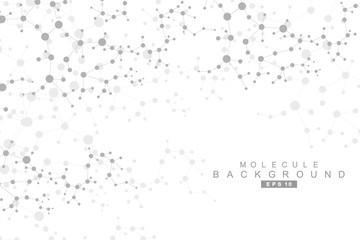 Structure molecule and communication. Dna, atom, neurons. Scientific concept for your design. Connected lines with dots. Medical, technology, chemistry, science background. Vector illustration.