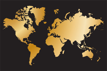 Political world map isolated on black background, vector illustration.